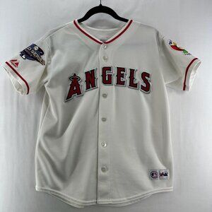 Vtg Majestic Anaheim Angels World Series Jersey Mens Size S USA  Buttom Up White